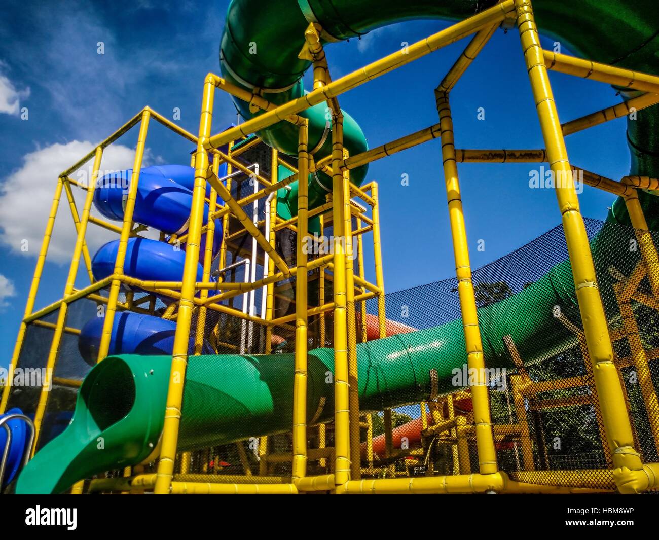 water slides and blue sky Stock Photo Alamy