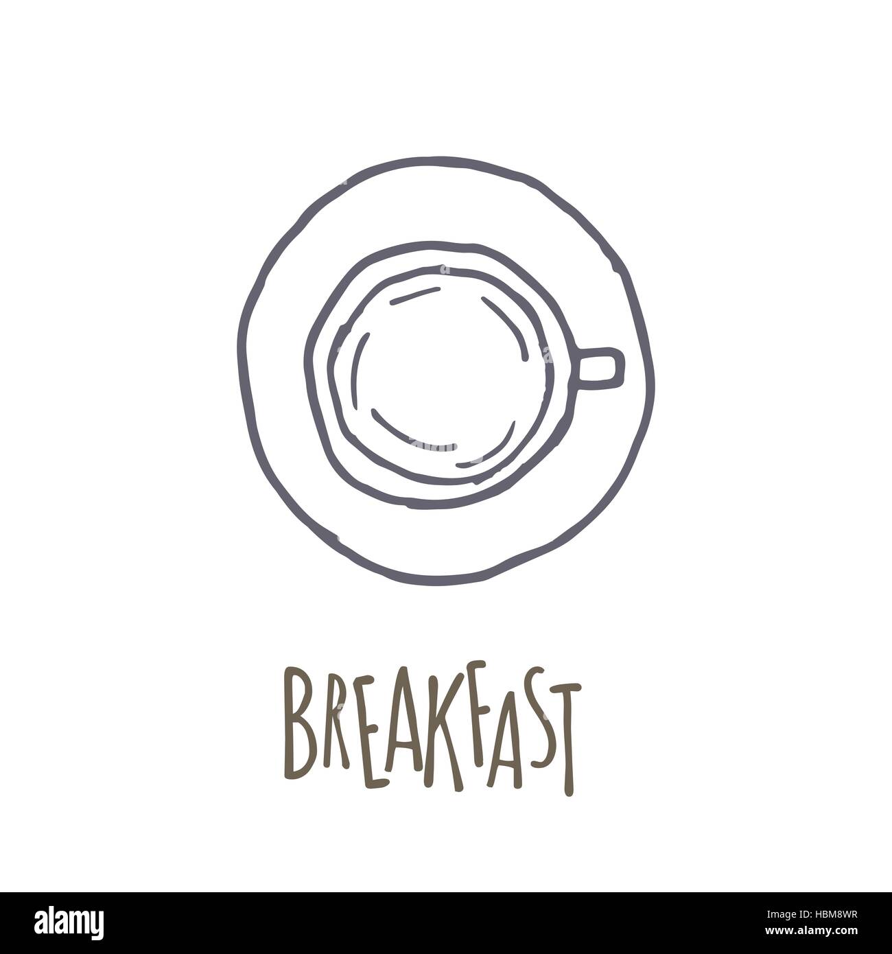Breakfest hand drawn icon over white background. Doodle illustration ...