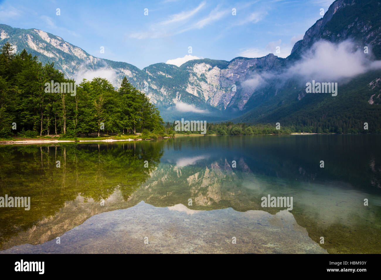 Lake Bohinj (Bohinjsko jezero), Triglav National Park, Upper Carniola, Slovenia. Stock Photo