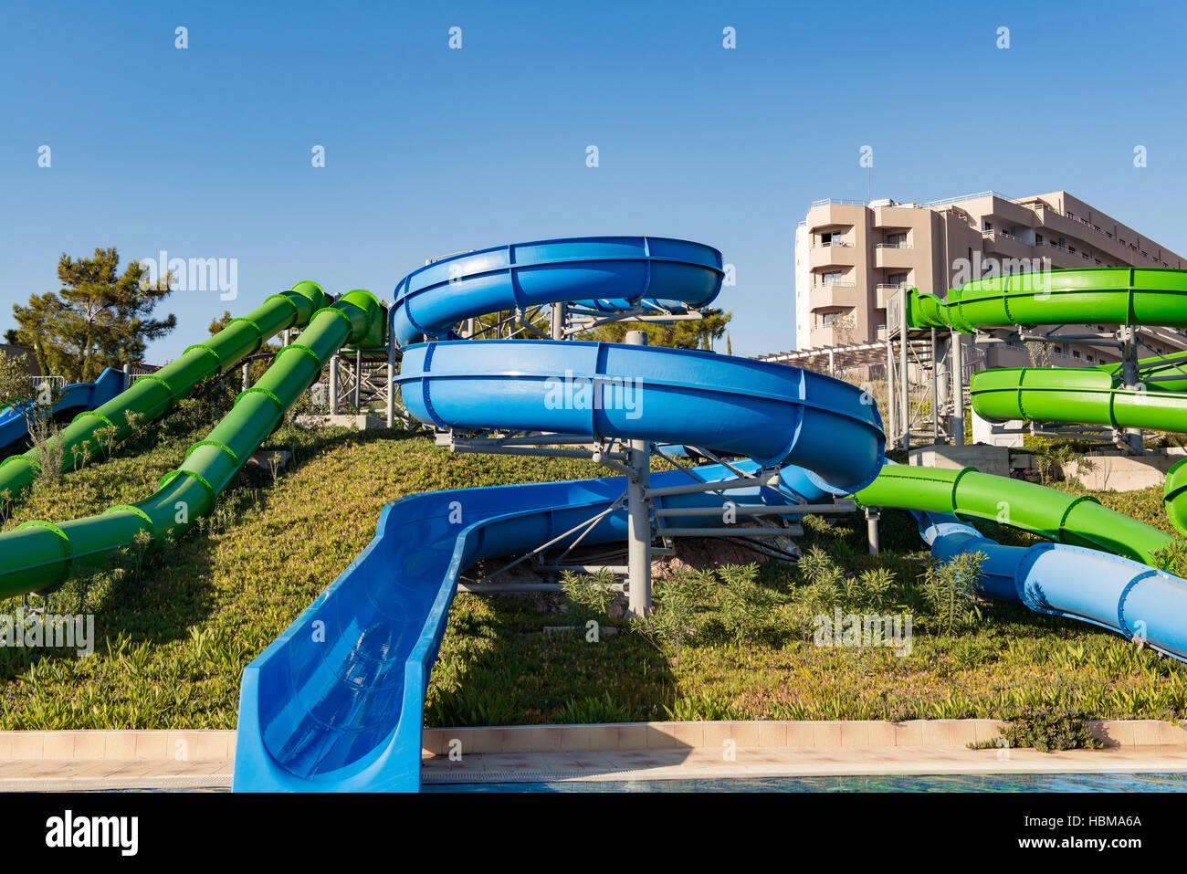Water entertainment part of swimming pool Stock Photo Alamy