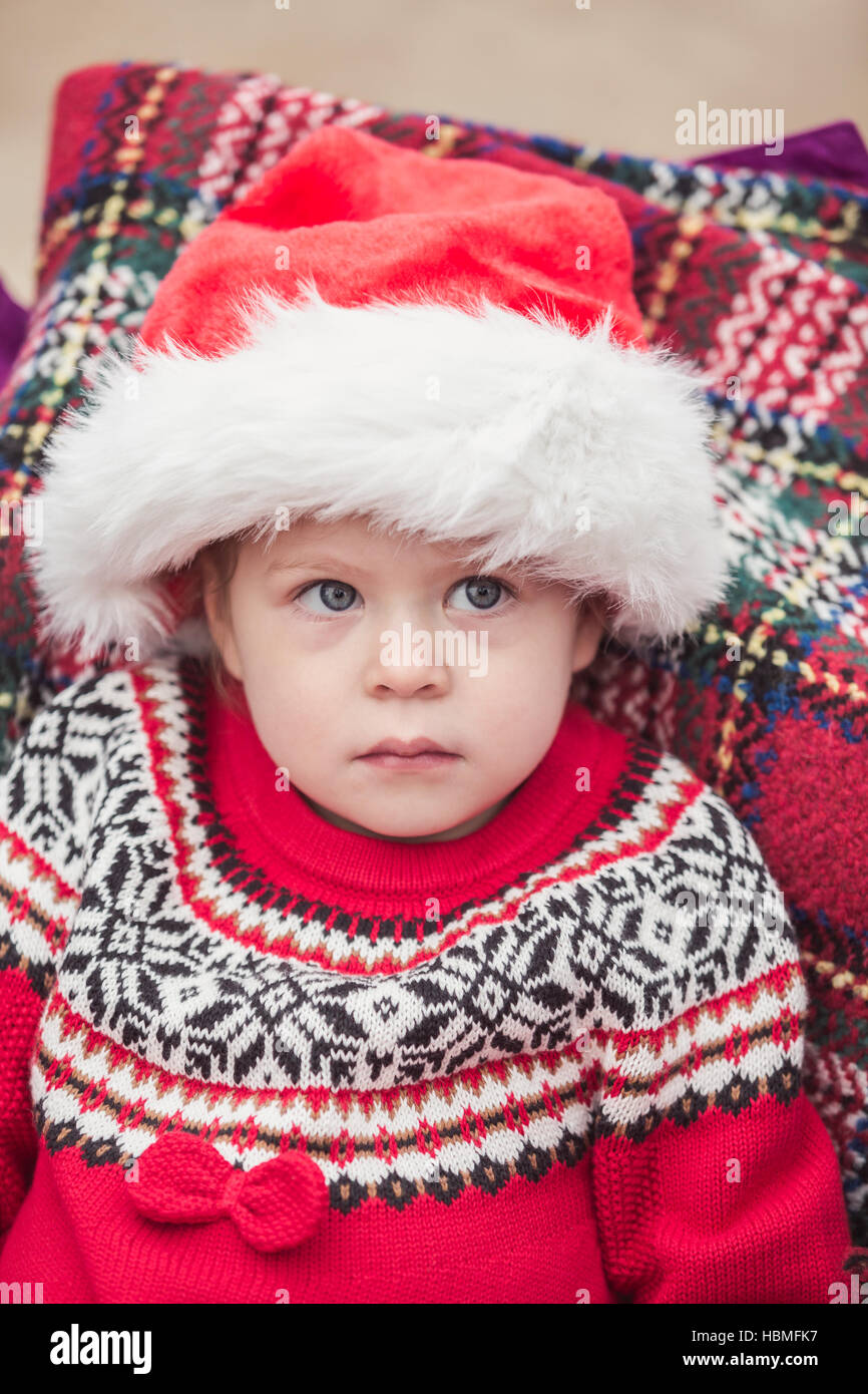 Little girl in red dress on the Christmas tree farm Stock Photo Alamy