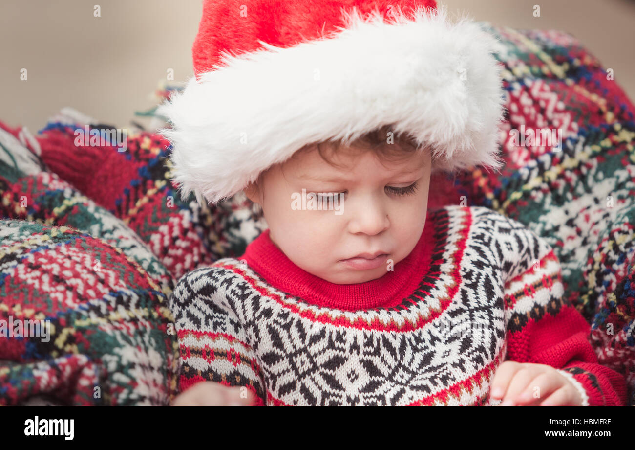 Little girl in red dress on the Christmas tree farm Stock Photo - Alamy