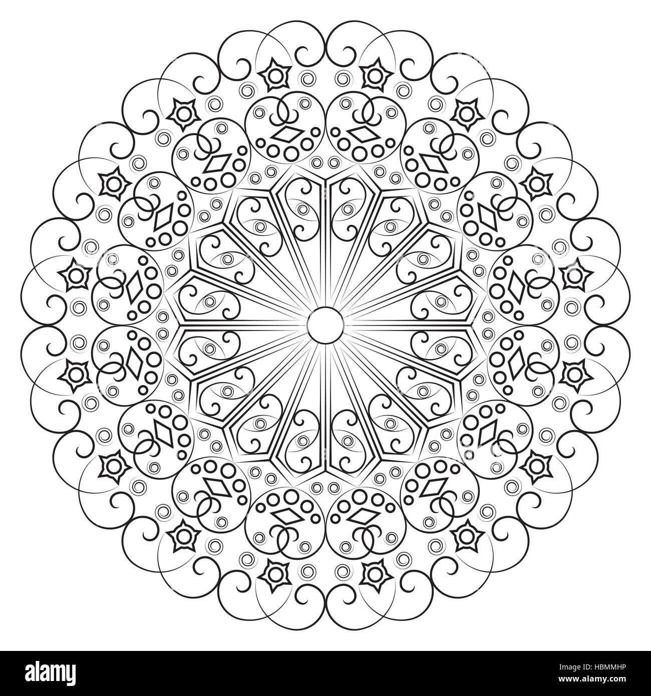 Blackwhite round ethnic pattern. Element for design Stock Photo Alamy