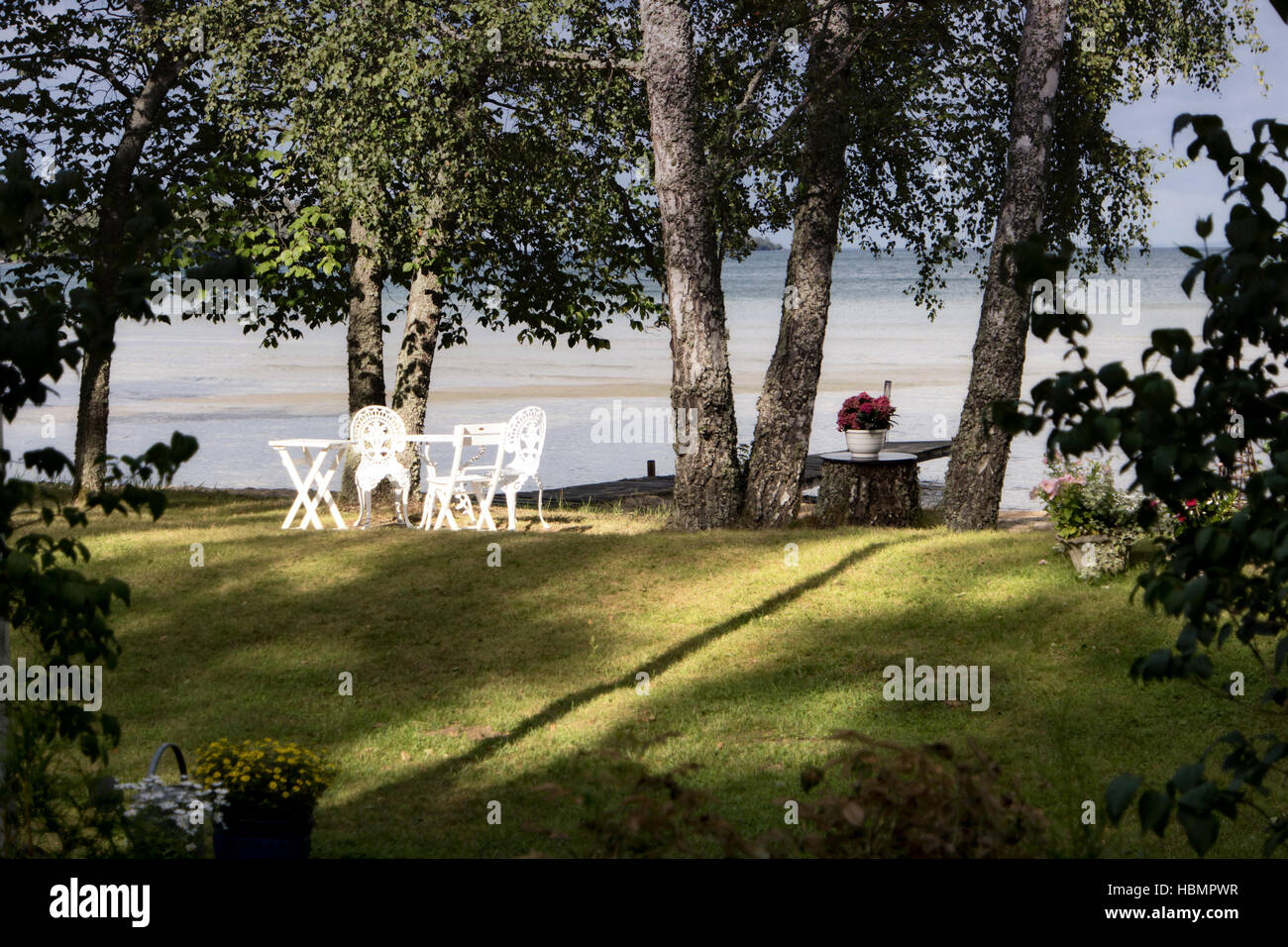 Landscape at Lake Vaettern in Sweden Stock Photo - Alamy