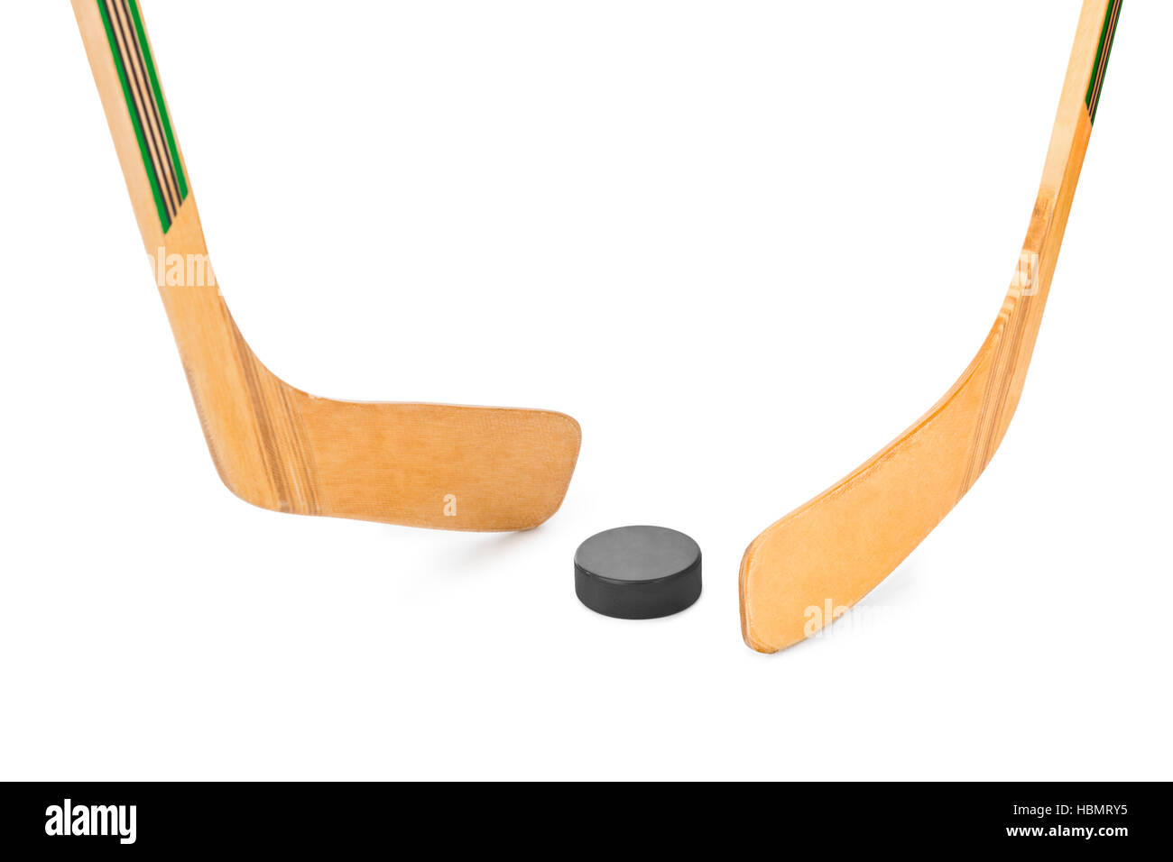 Ice hockey stick and puck Stock Photo Alamy