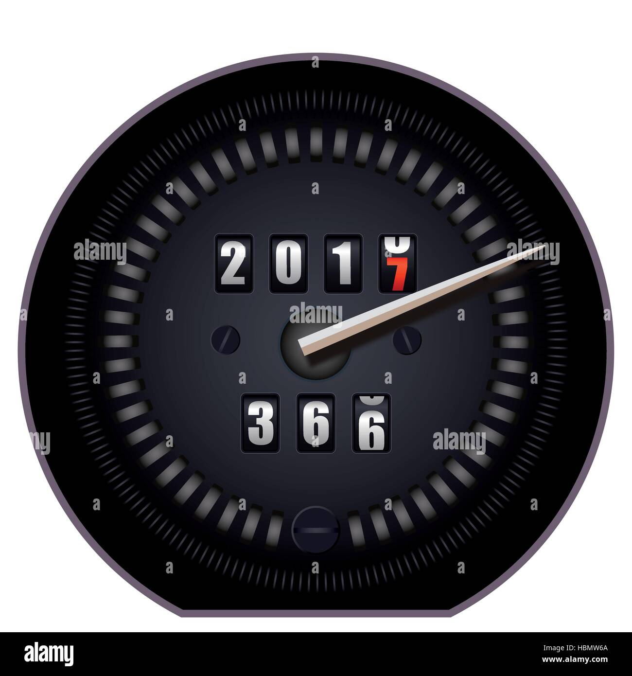 Countdown timer on speedometer - New Year 2017 Stock Vector