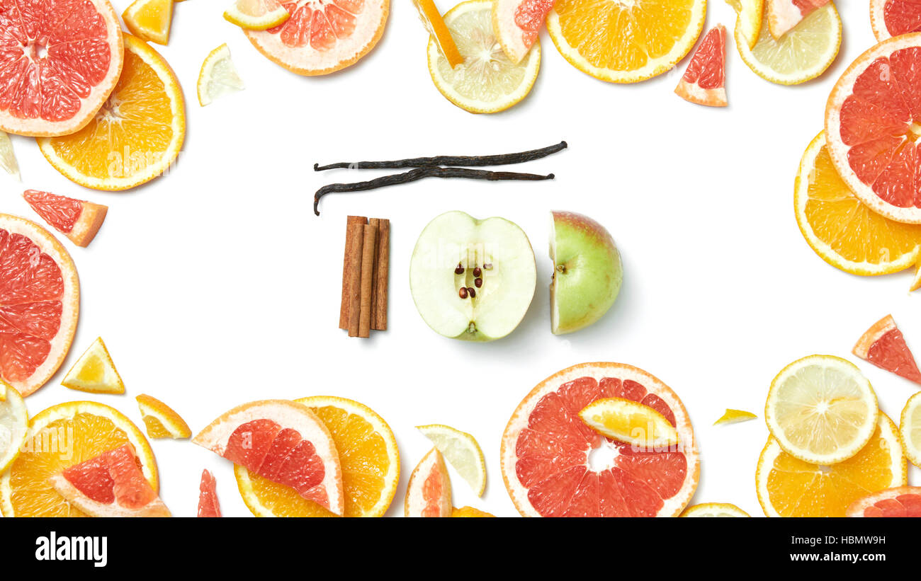 frame of citrus fruit Stock Photo