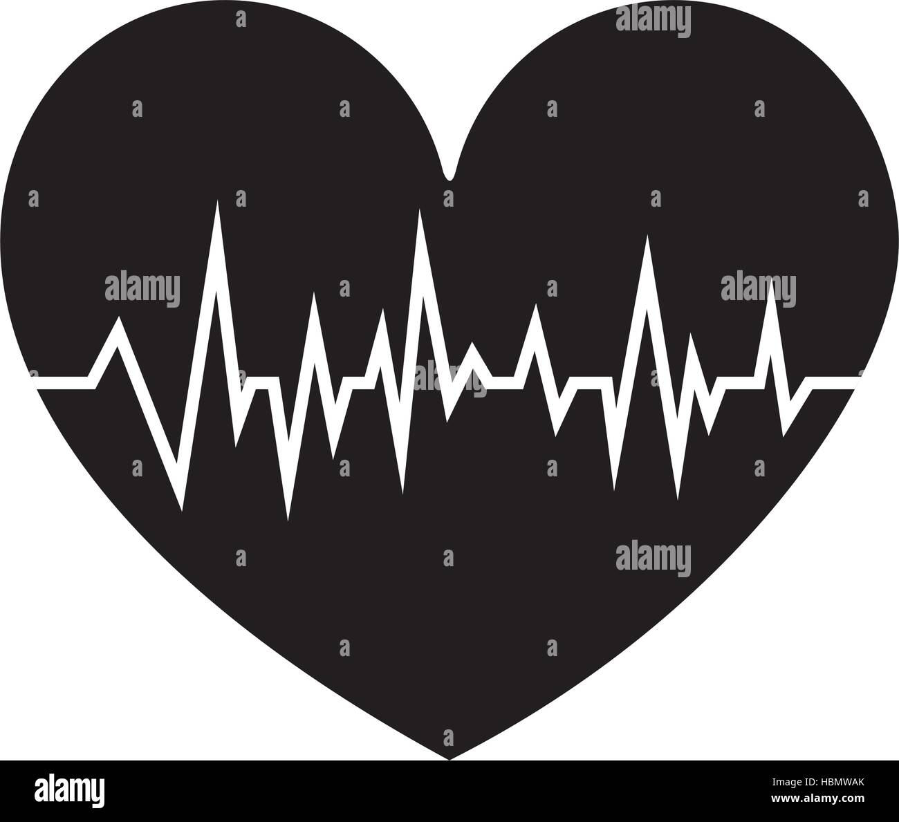 black silhouette shape heart with signs of life vector illustration ...