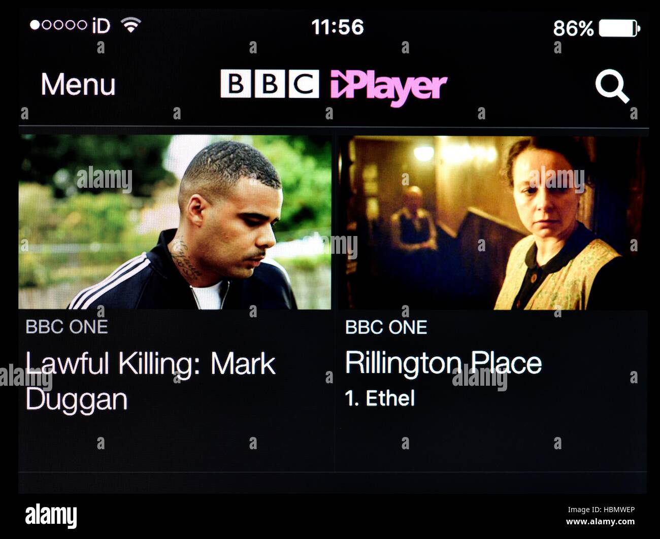 BBC Iplayer App Stock Photo