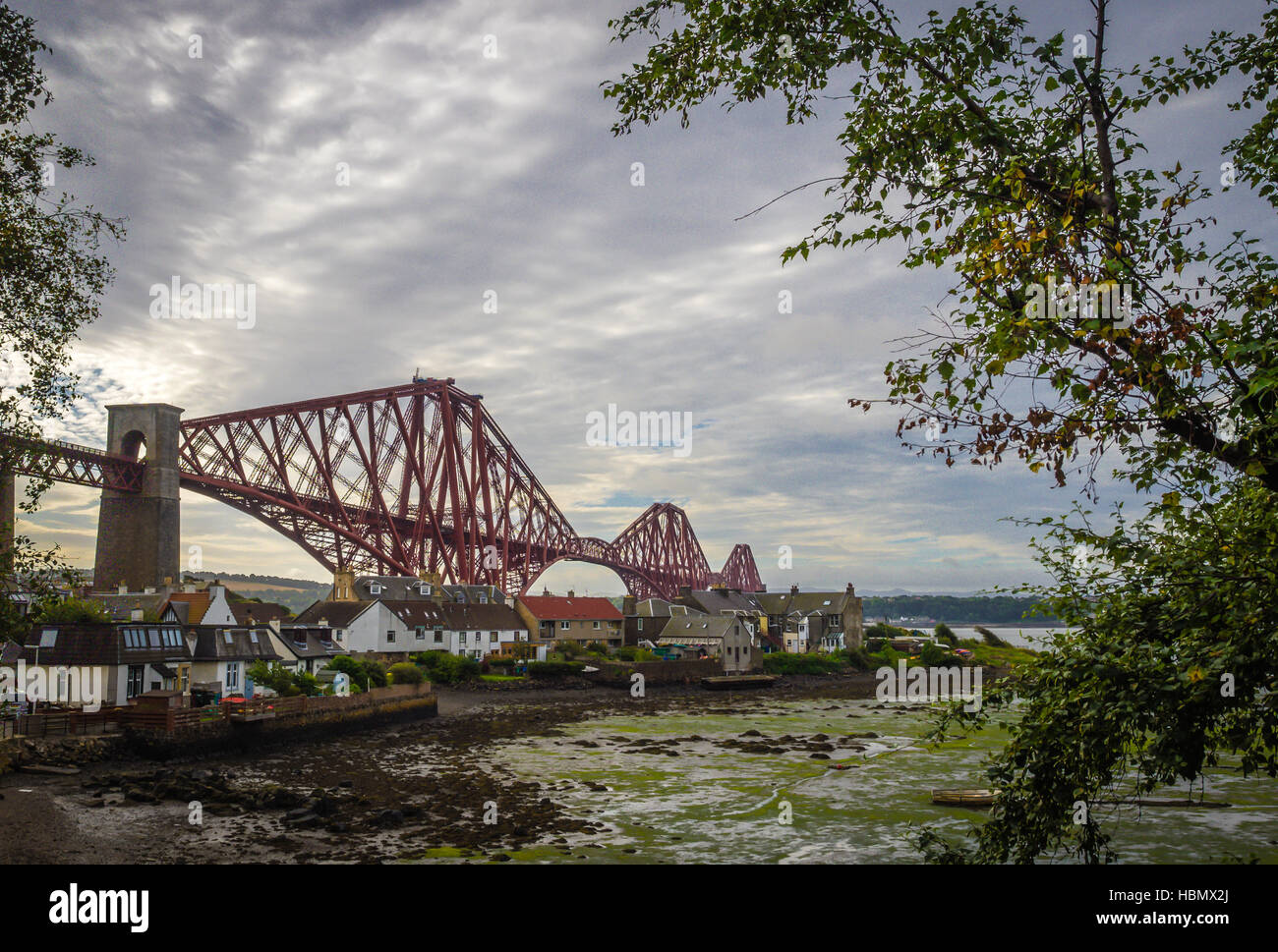 Homes under the Forth Rail Bridge Stock Photo Alamy