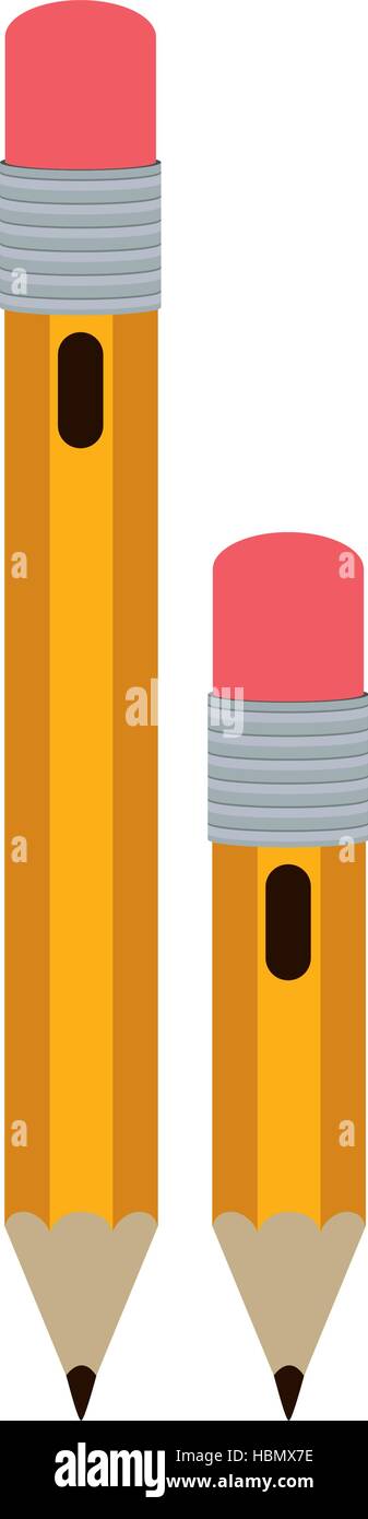 big and small design pencil with eraser vector illustration Stock ...