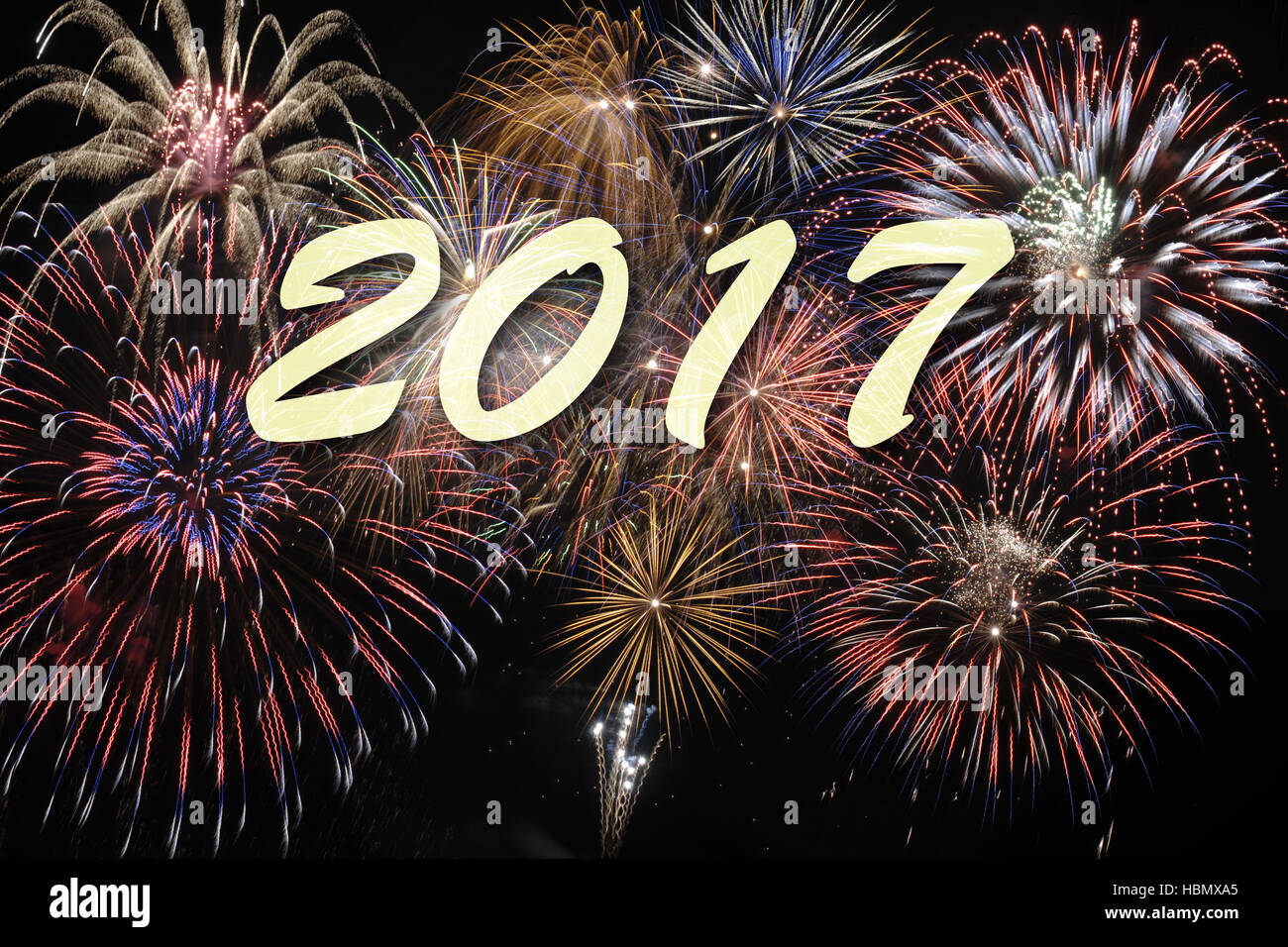 New years firework 2017 Stock Photo