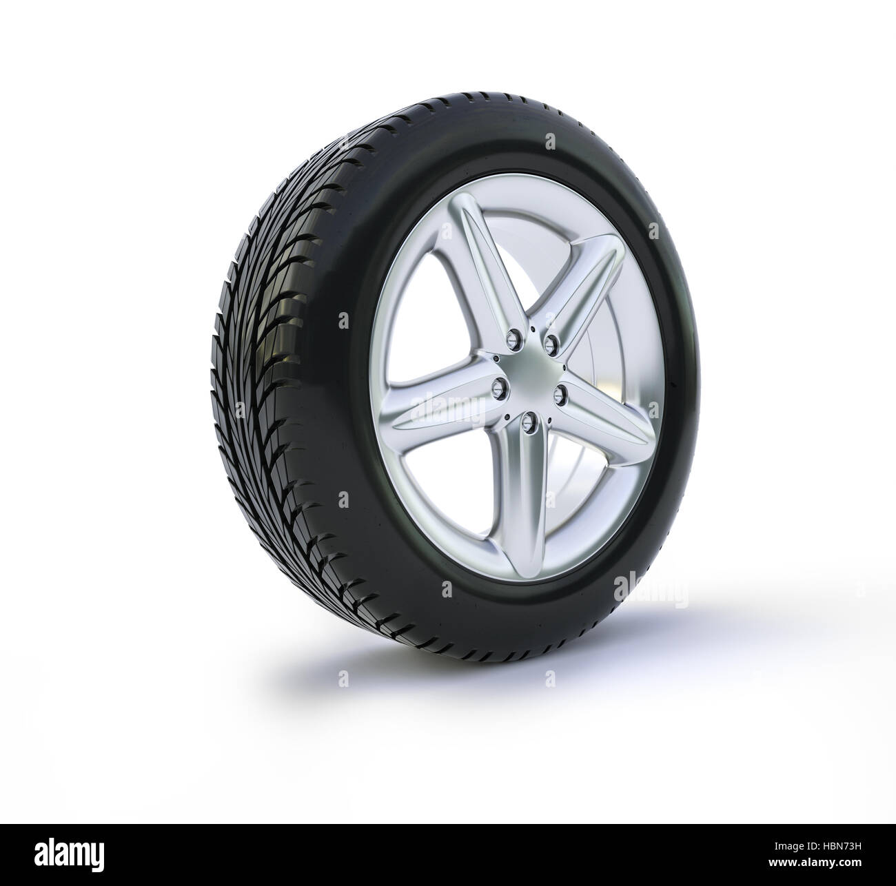 car tire on a white background - 3d rendering Stock Photo - Alamy