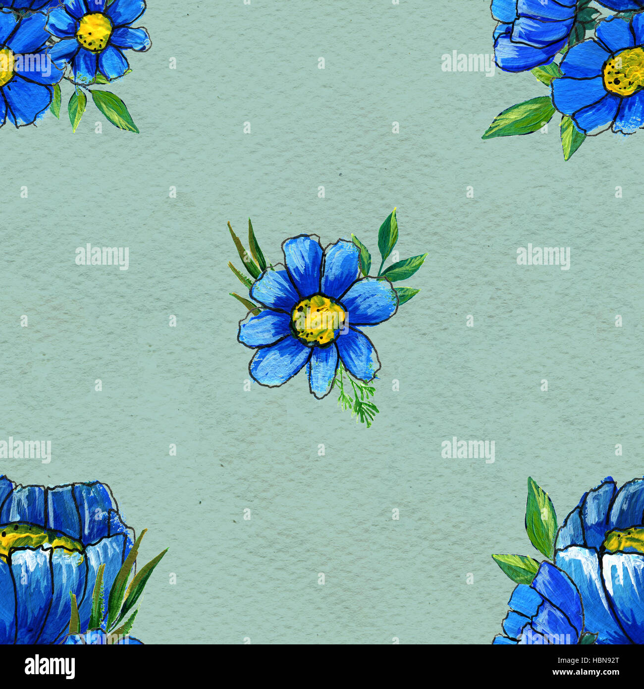 Seamless pattern with blue flowers Stock Photo - Alamy