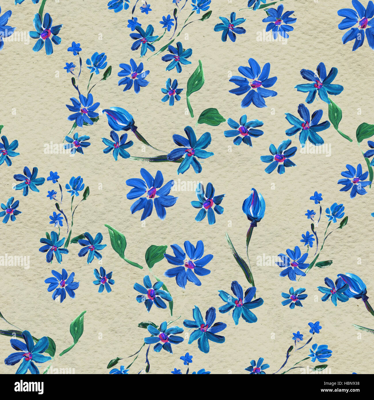 Seamless pattern with blue flowers Stock Photo - Alamy