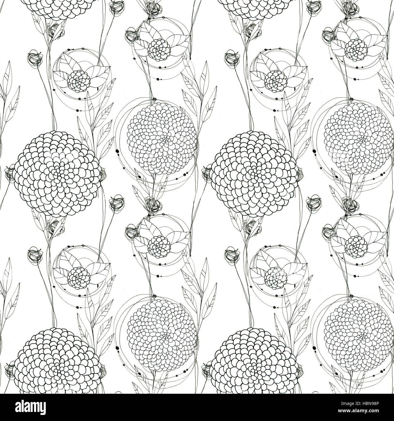 Seamless floral with abstract black and white flowers Stock Photo - Alamy