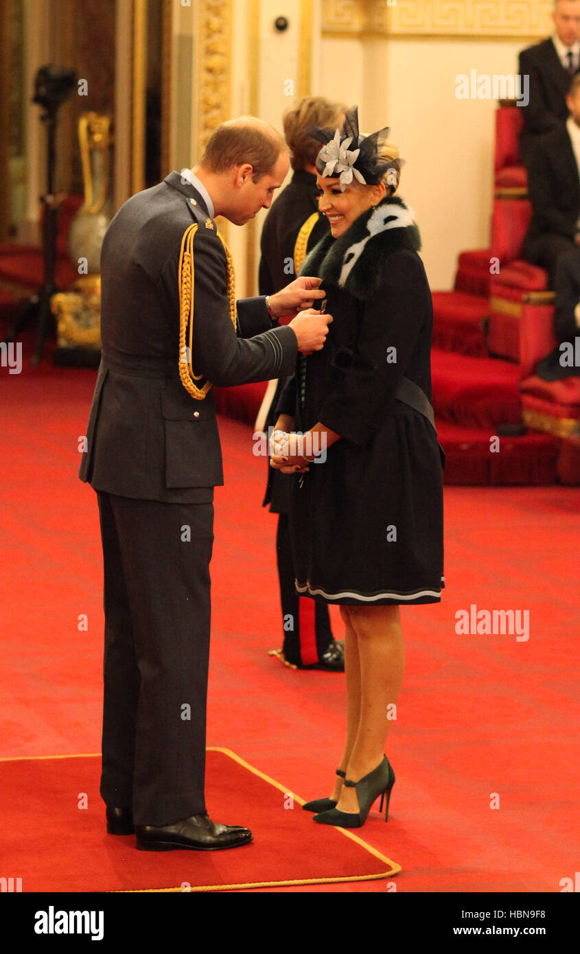 Dr. Tessa Hartmann from Glasgow is made a CBE (Commander of the Order of the British Empire) by The Duke of Cambridge at Buckingham Palace. Stock Photo