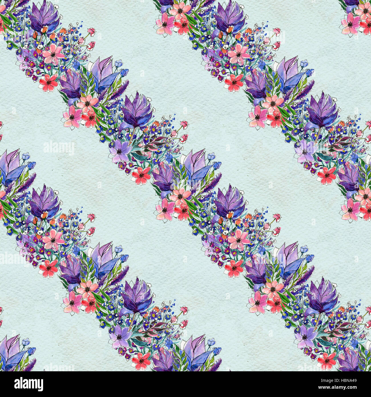 Seamless pattern with colorful flowers Stock Photo - Alamy