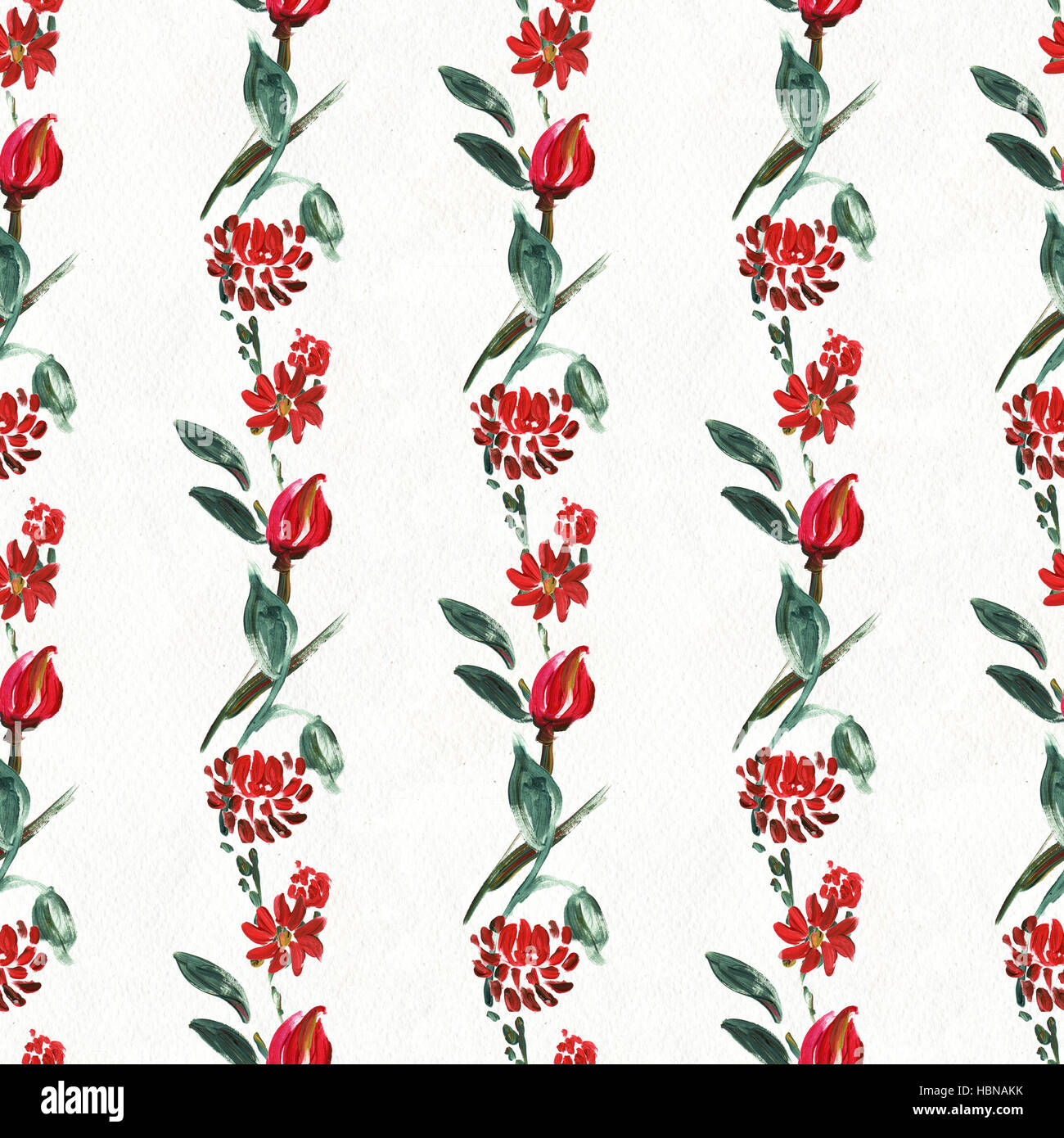 Seamless pattern with red flowers Stock Photo - Alamy
