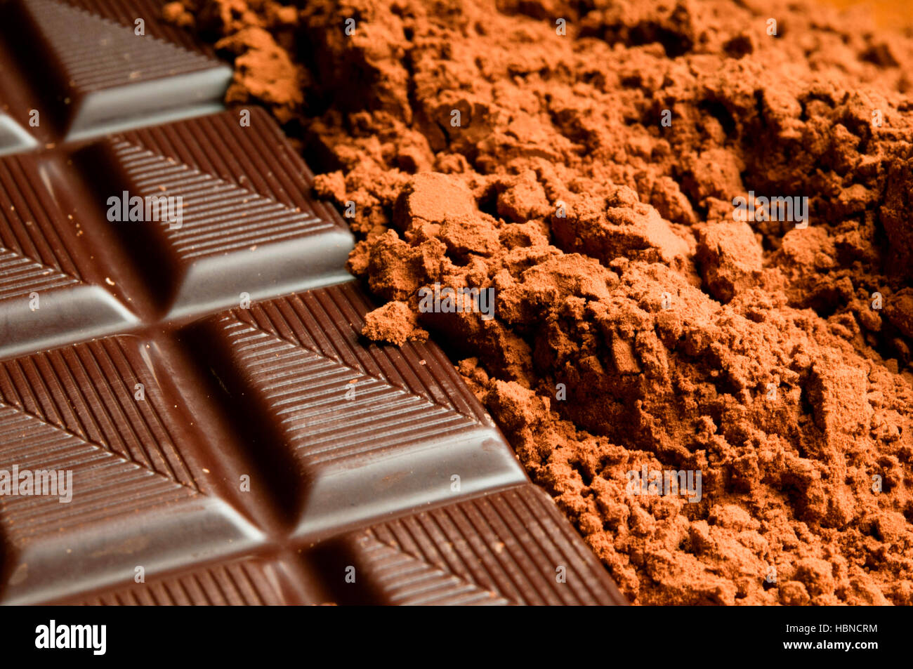 chocolate bar and cocoa in powder Stock Photo