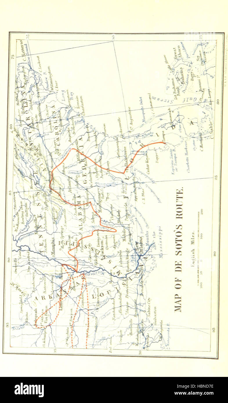 Adventures of Roger L'Estrange, sometime captain in the Florida army of His Excellency the Marquis Hernando de Soto ... An autobiography, translated from the Spanish, and prepared for publication [or rather, written] by Dominick Daly ... With a preface by Henry M. Stanley, M.P., and a route map Image taken from page 8 of 'Adventures of Roger L'Estrange, Stock Photo