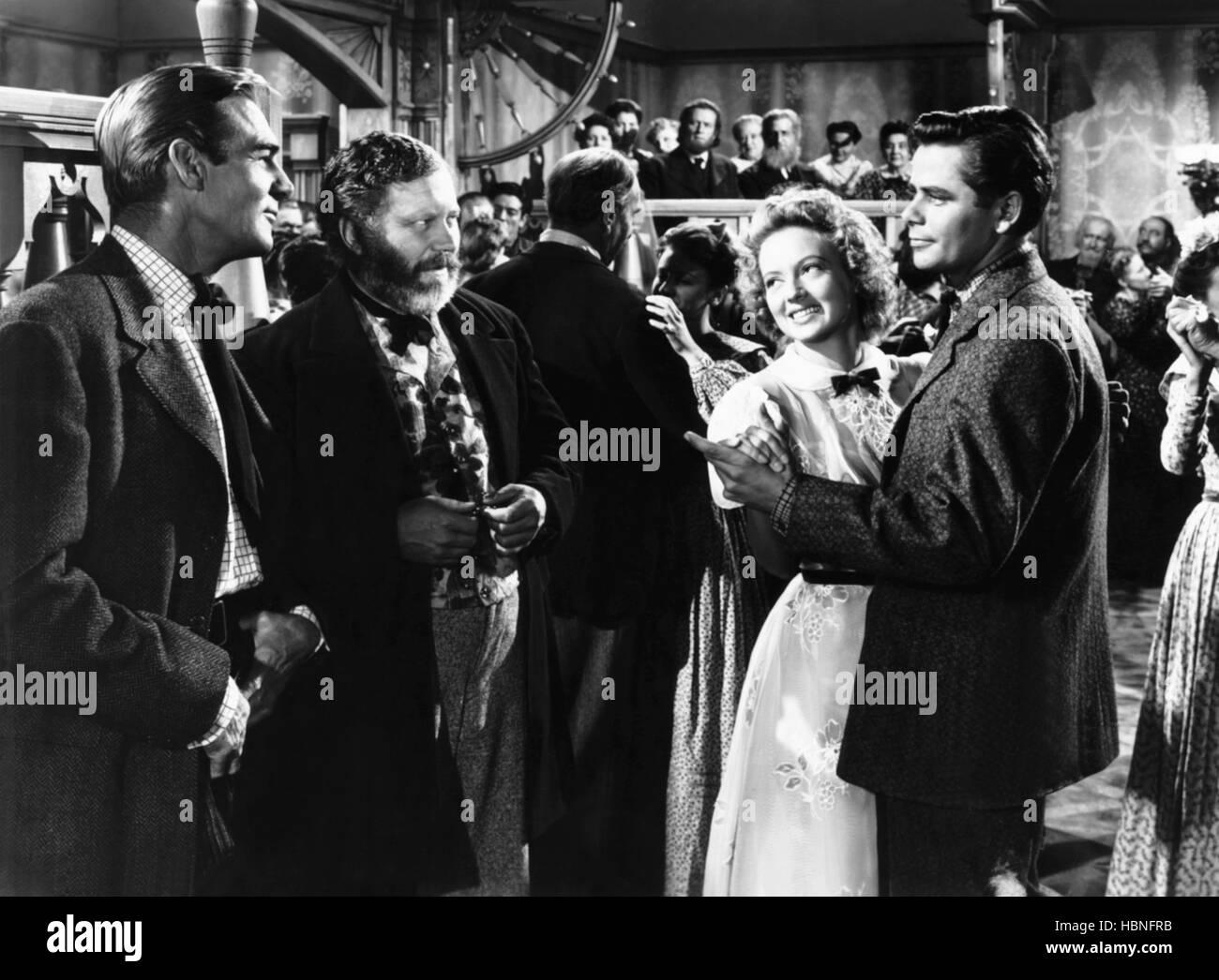 THE DESPERADOES, from left, Randolph Scott, Edgar Buchanan, Evelyn