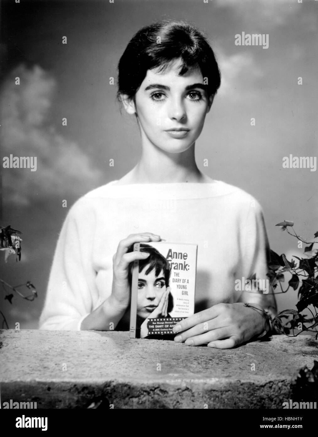 THE DIARY OF ANNE FRANK, Millie Perkins, with a paperback reprint, promoting the film, 1959, TM
