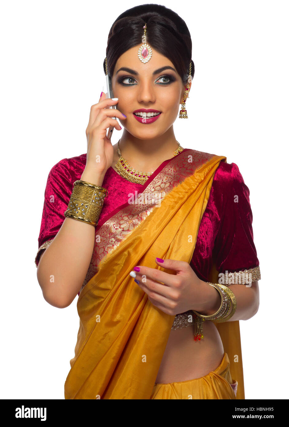 Young indian woman isolated on white Stock Photo - Alamy