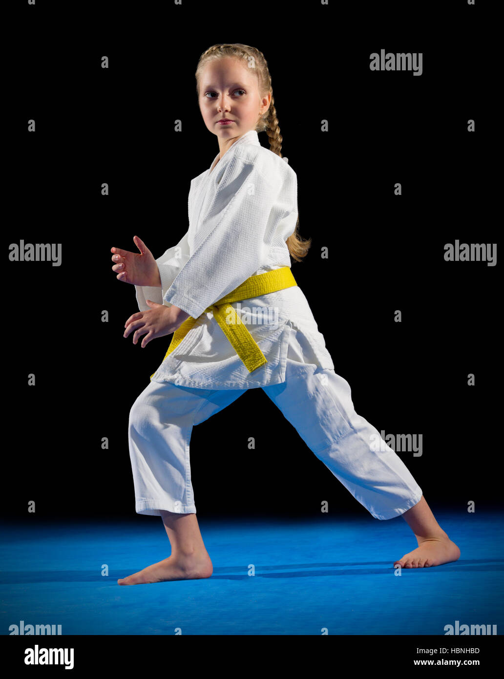 Little girl martial arts fighter isolated Stock Photo Alamy