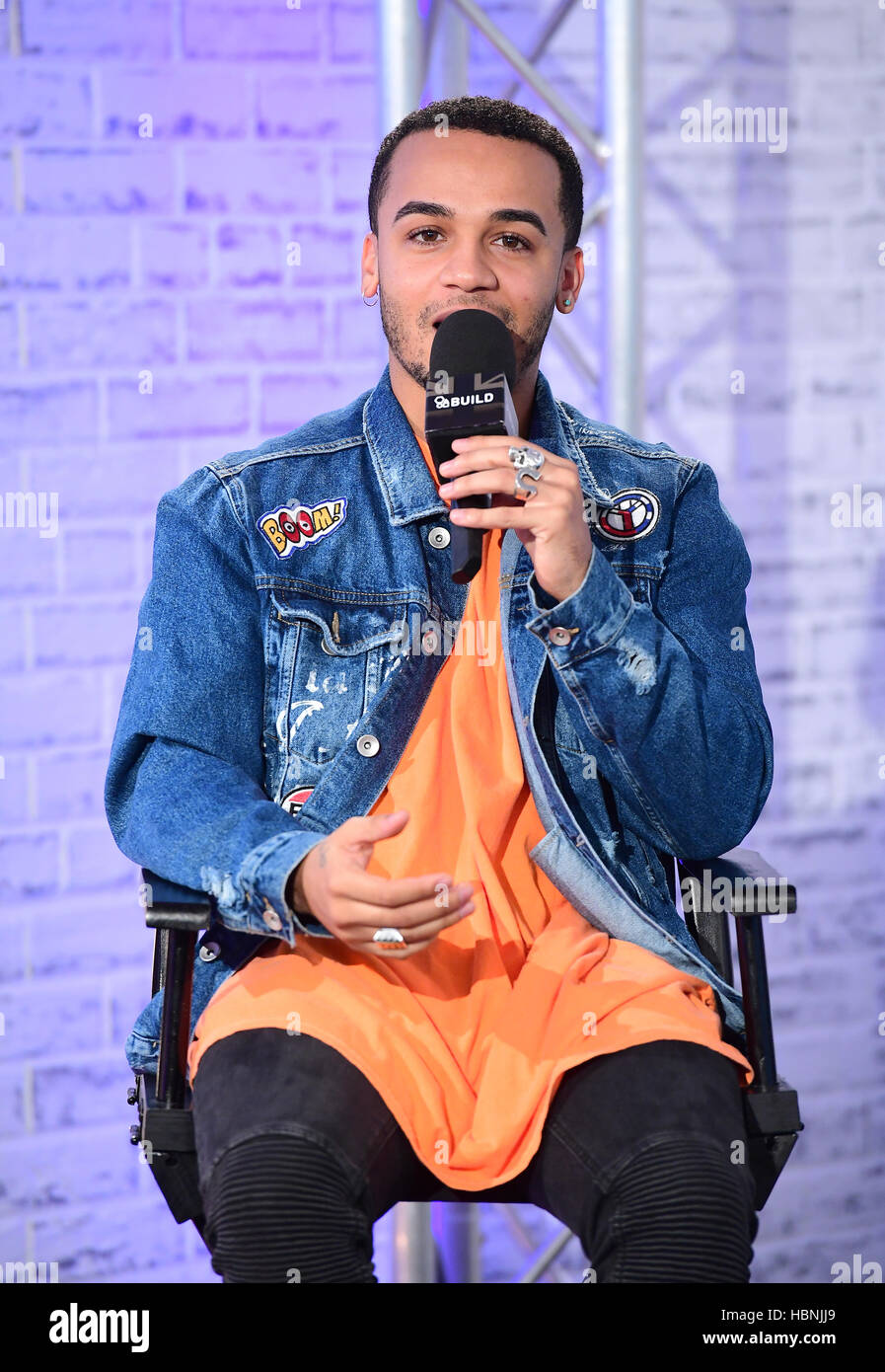 Aston Merrygold speaking at an AOL BUILD series London event at AOL's Capper Street in London. Stock Photo