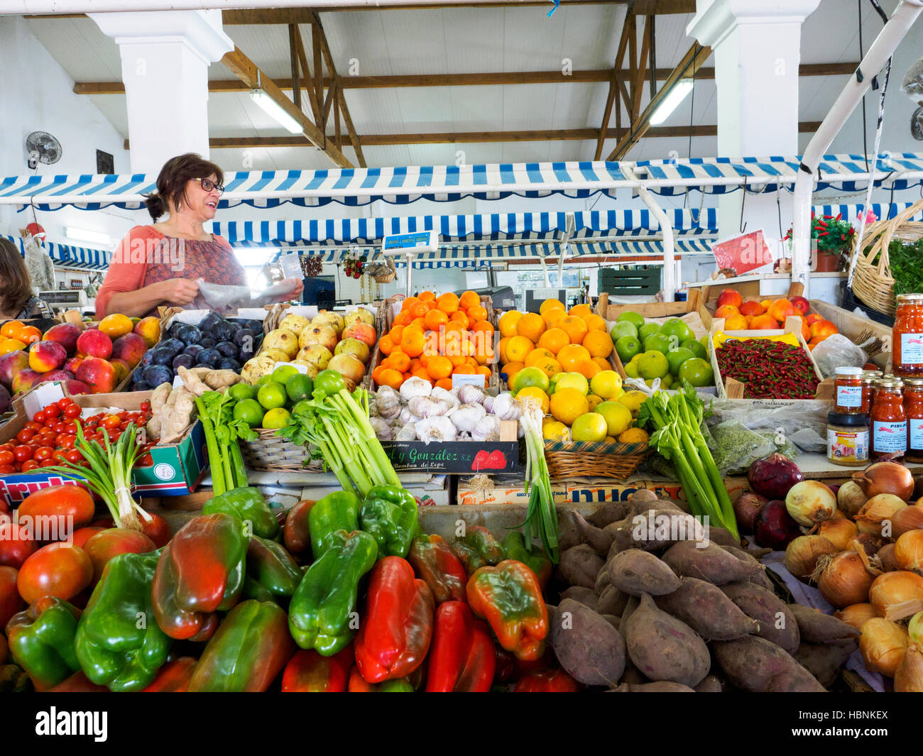 Fruit and vegetables market in Quarteira - Algarve region, Portugal Stock Photo