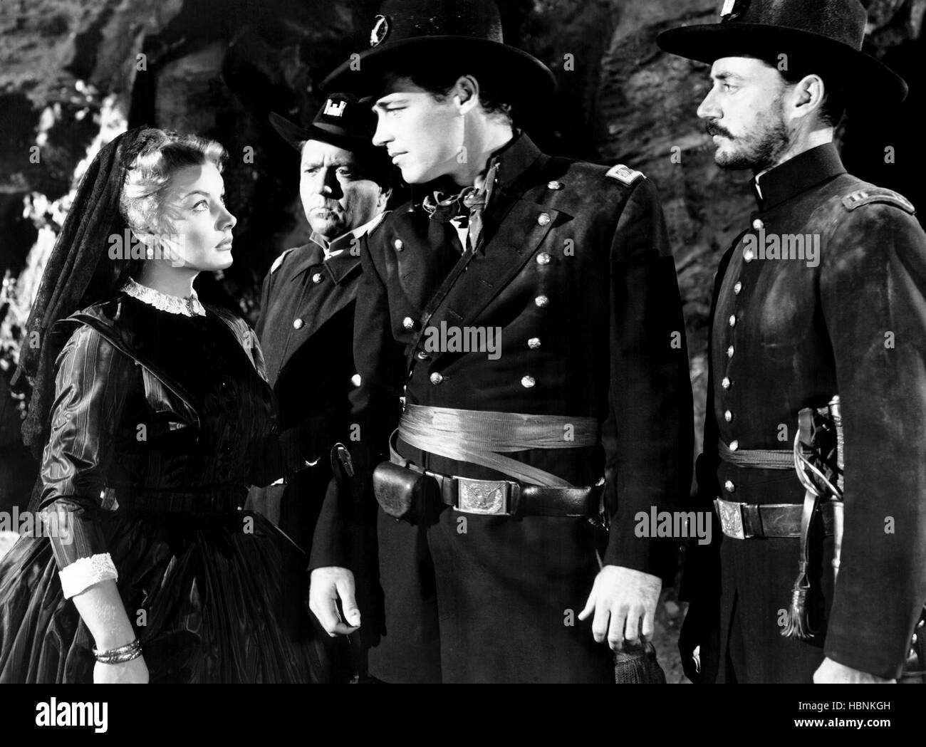 DRUMS IN THE DEEP SOUTH, from left, front, Barbara Payton, Guy Madison