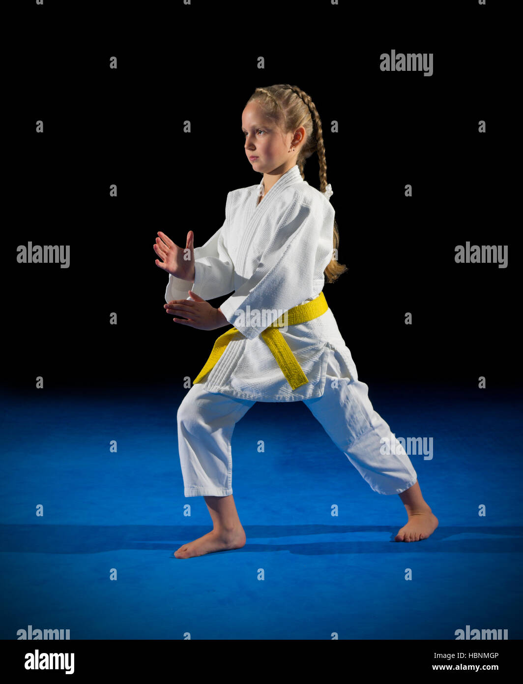Little girl martial arts fighter isolated Stock Photo Alamy