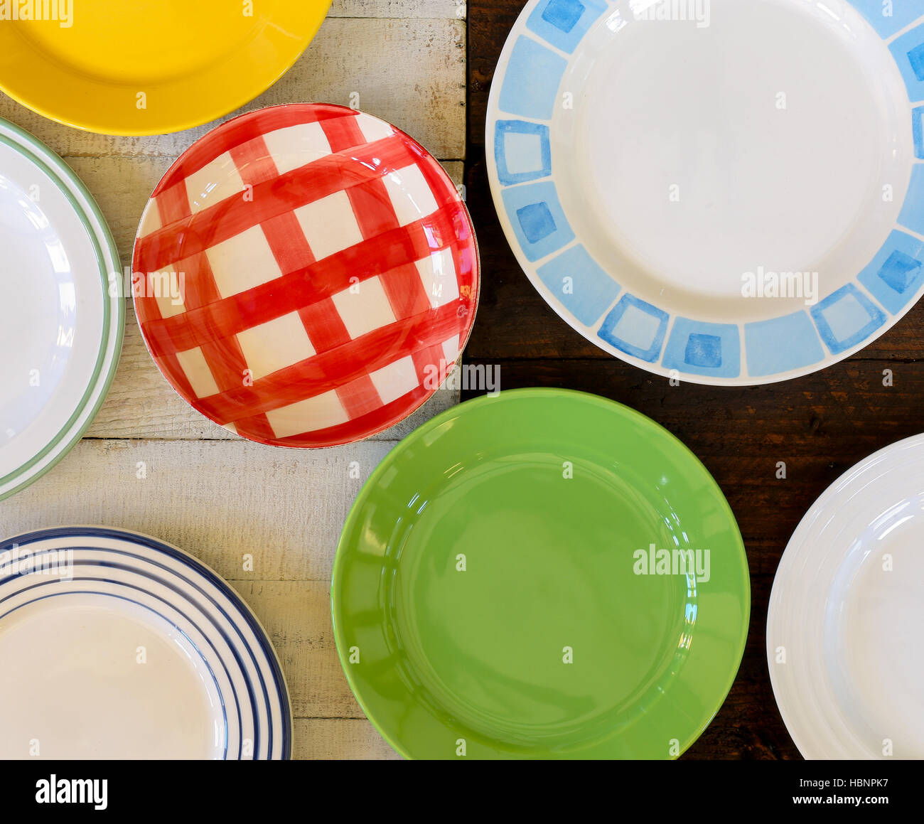 Set of plates with vintage shape border pattern assorted ceramic china