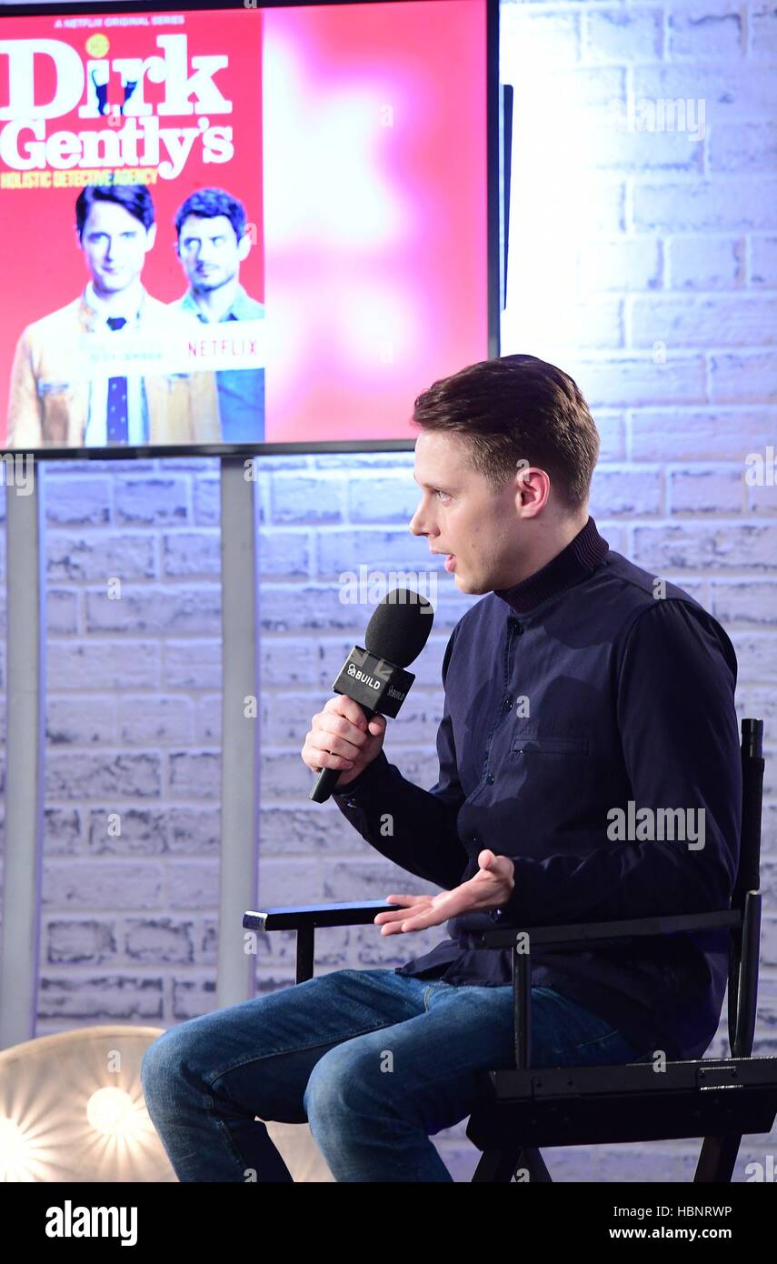 Samuel Barnett speaking at an AOL BUILD series London event at AOL's Capper Street in London. Stock Photo