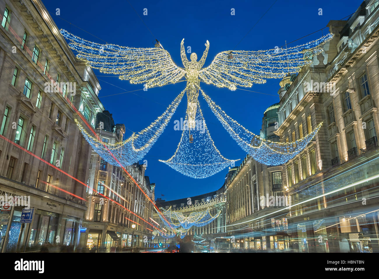 Christmas decorations Regent Street,  2016.  Christmas in London.  Seasonal illuminations. Stock Photo