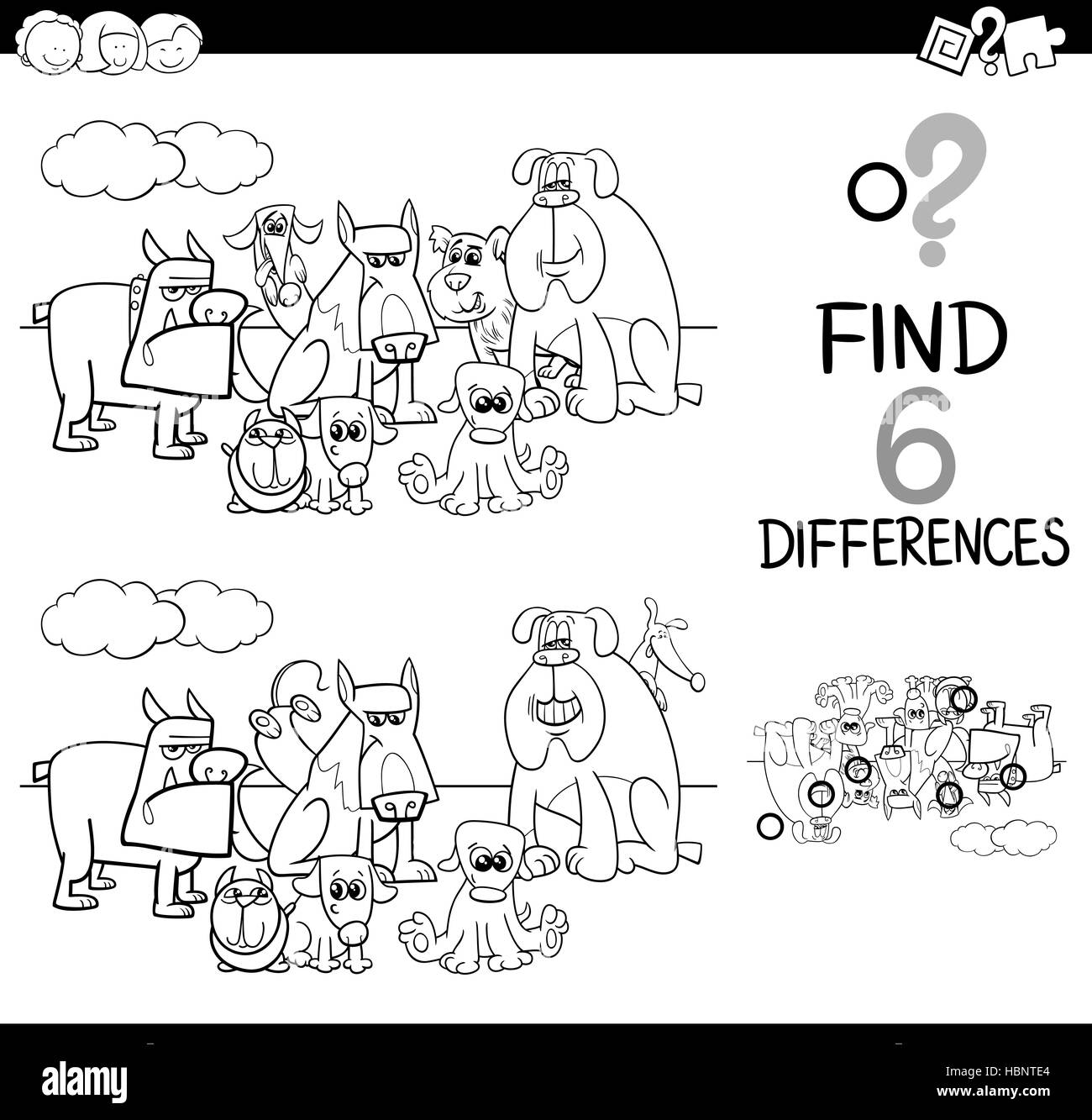 differences game coloring page Stock Photo - Alamy