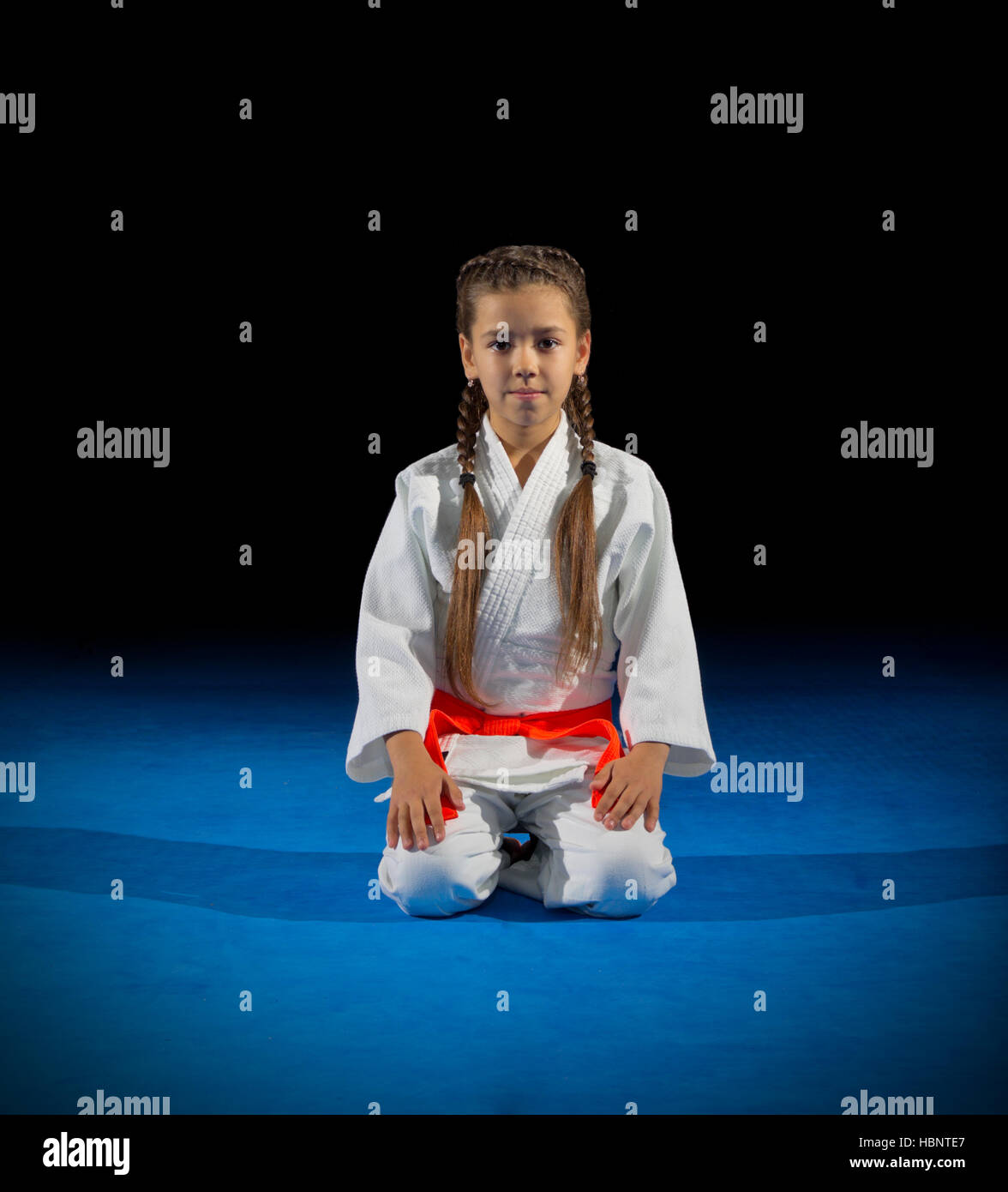 Little girl martial arts fighter isolated Stock Photo Alamy