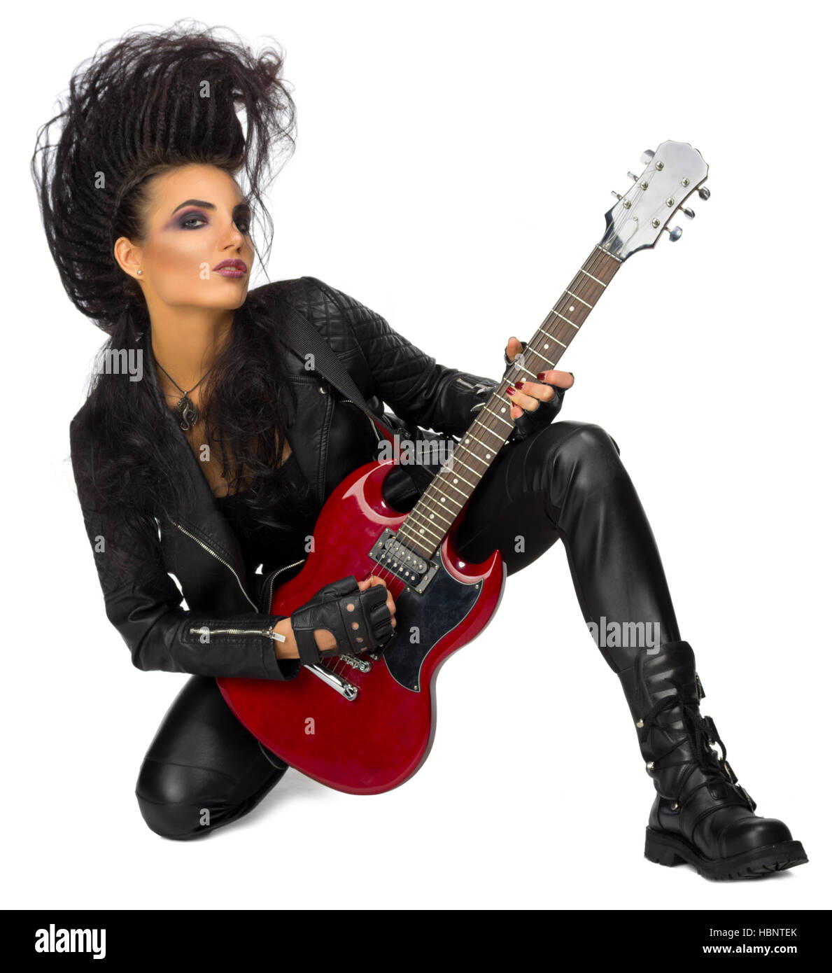 Young woman rock musician isolated Stock Photo