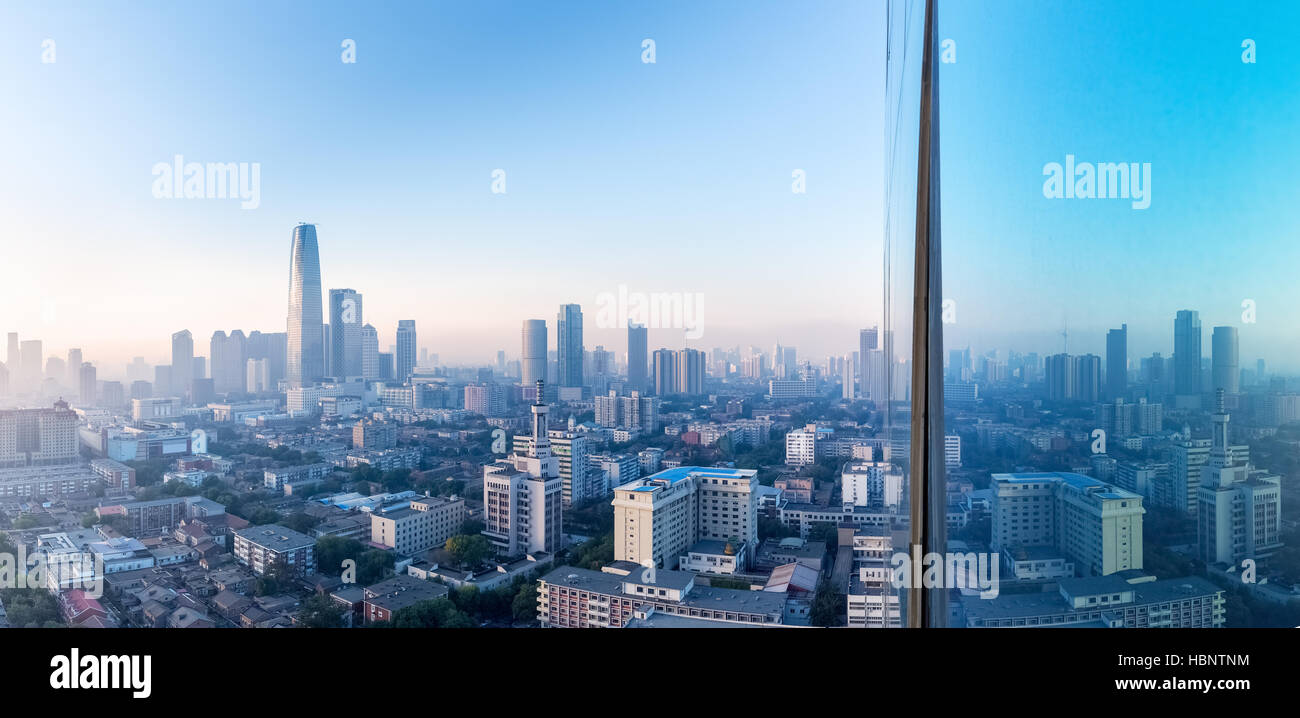 aerial view of tianjin in morning Stock Photo