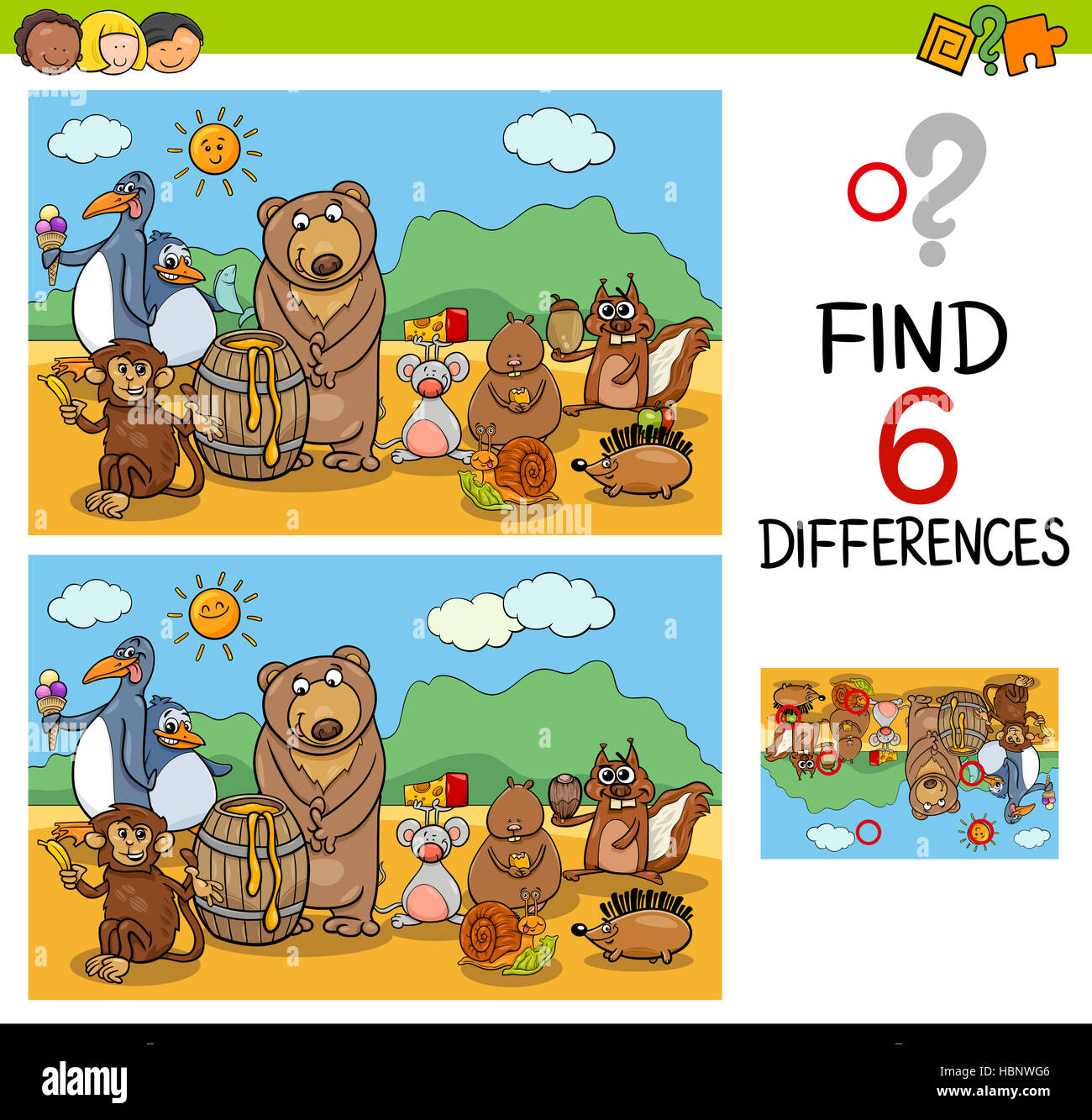 game of differences with animals Stock Photo - Alamy