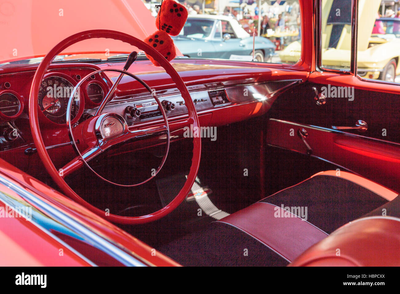 Red 1957 Chevrolet Bel Air 2 Door Hardtop Stock Photo