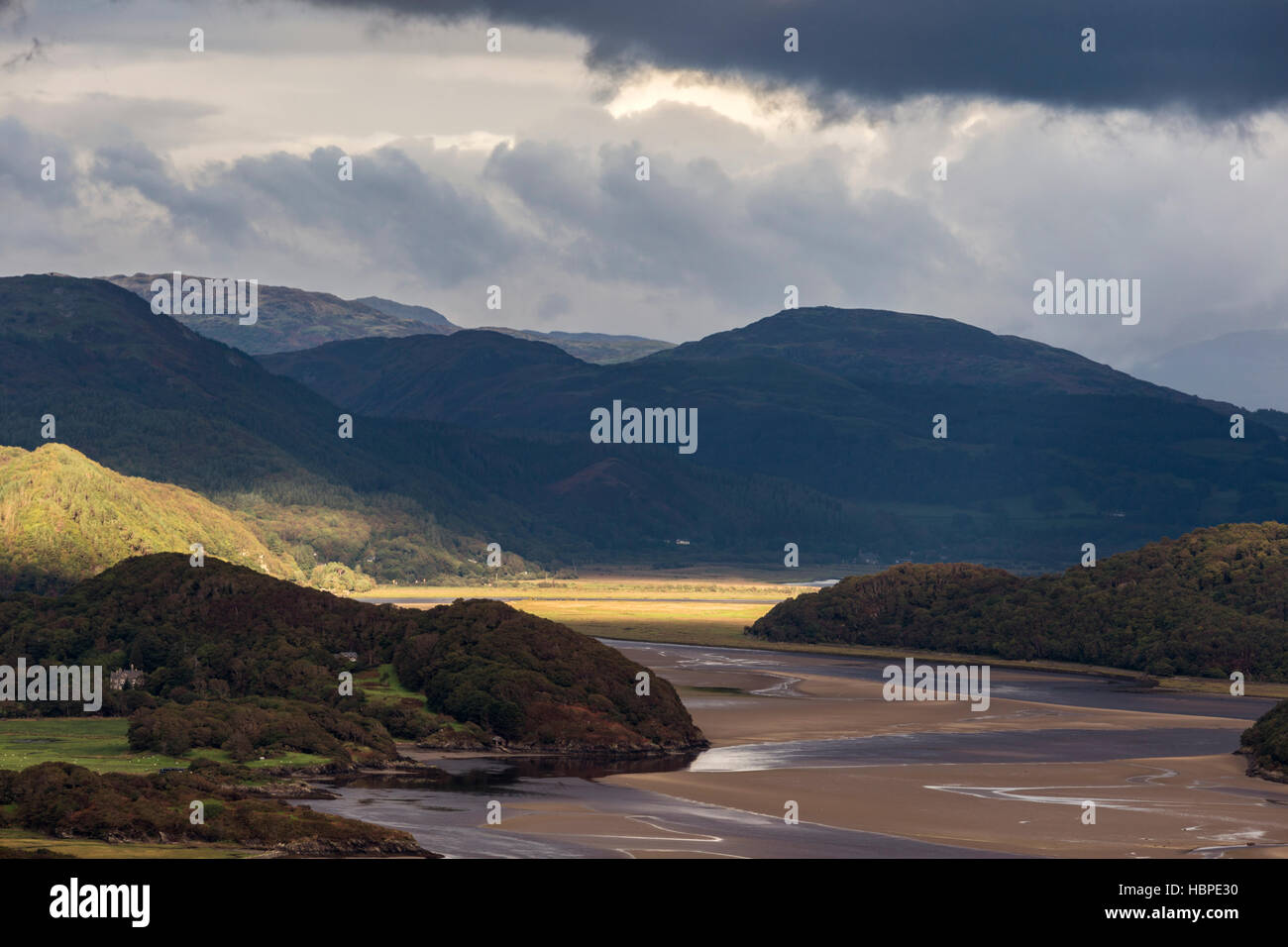 The Mawddach Estuary from the Panorama Walk, Snowdonia National Park, North Wales, UK Stock Photo