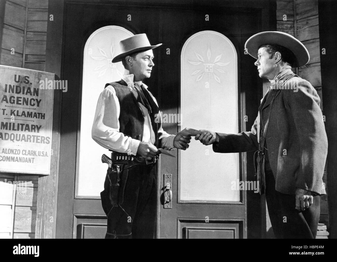 DRUM BEAT, from left Alan Ladd, Elisha Cook Jr., 1954 Stock Photo Alamy