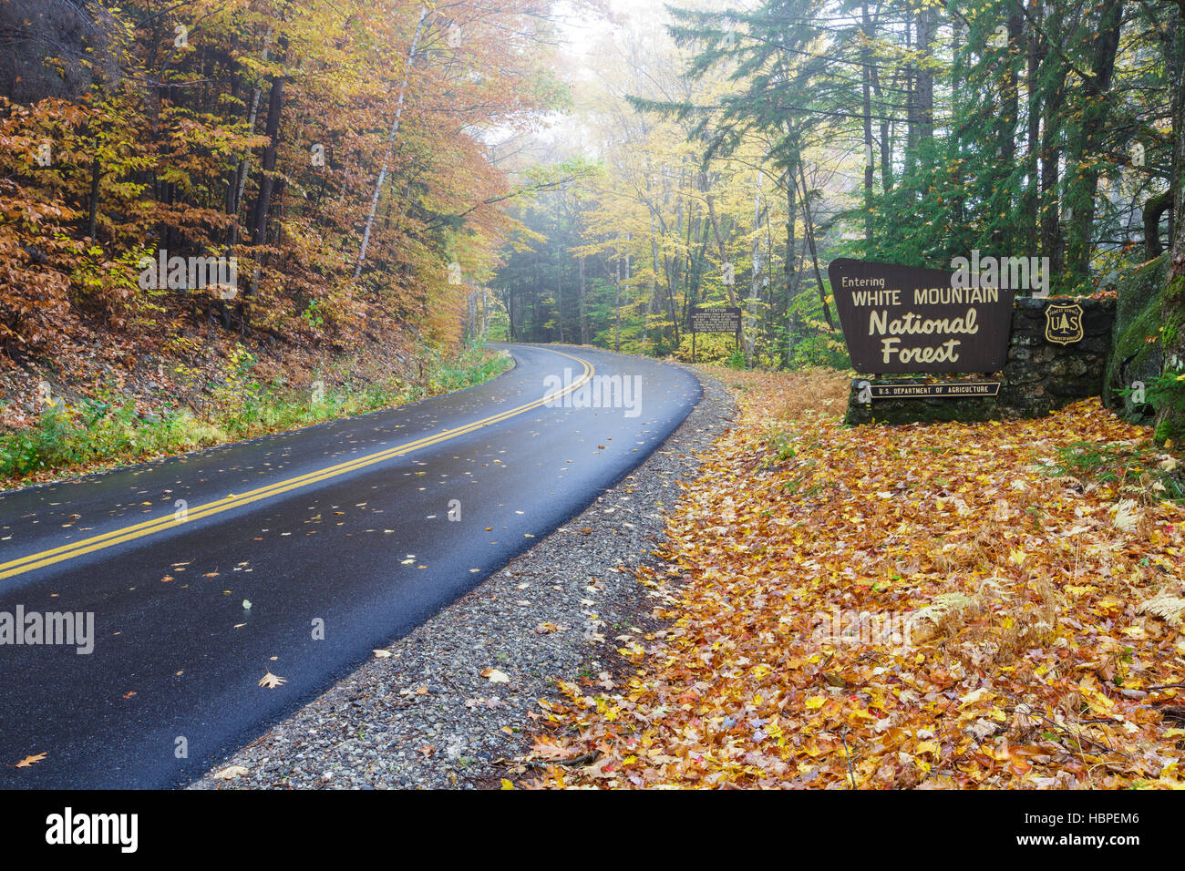 Entering the White Mountain National Forest sign along Tripoli Road in
