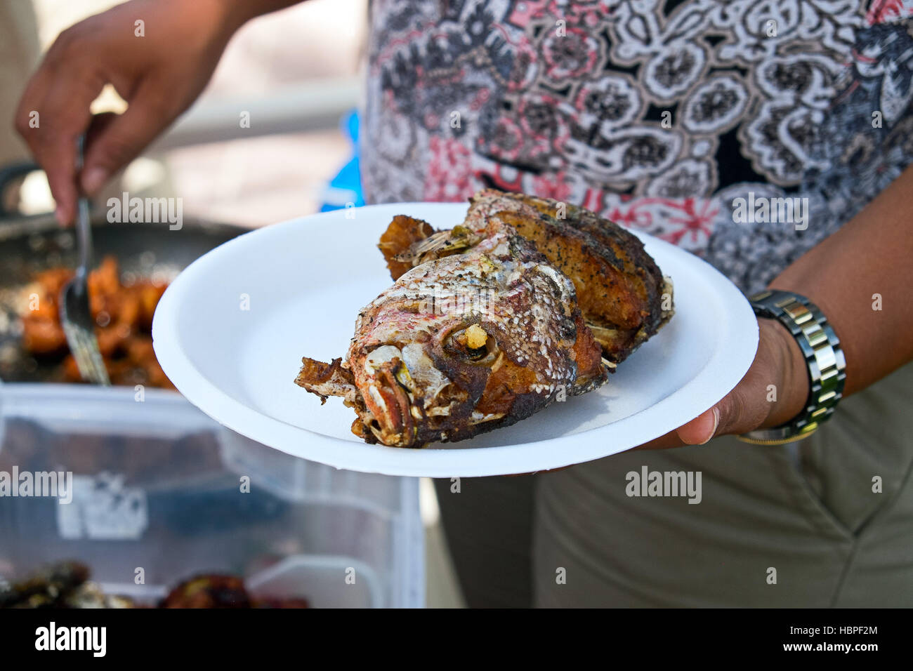 Fish Plate on tropical Island San Andrés, Colombia Stock Photo
