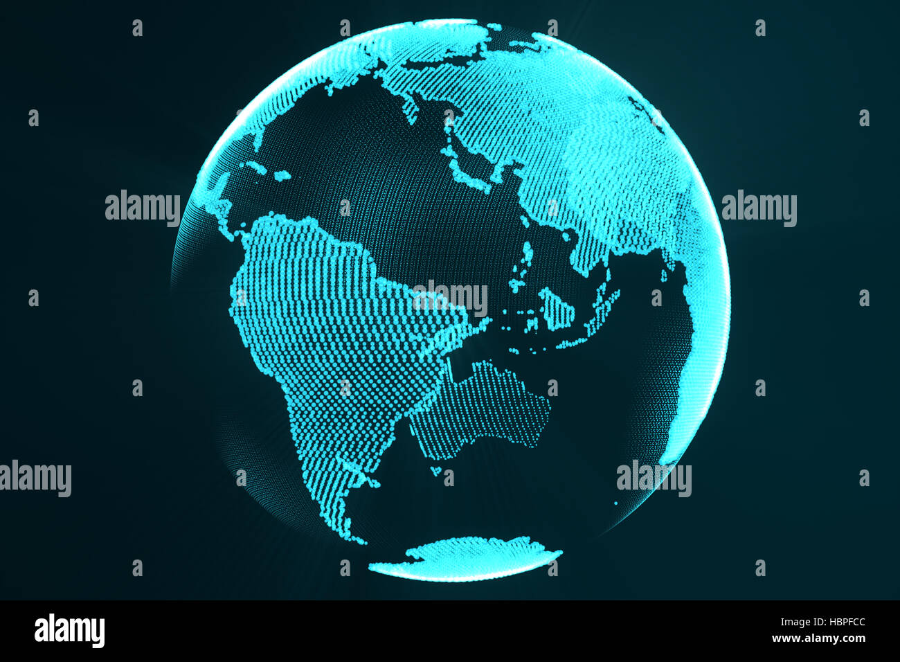 3d rendering digital Earth hologram concept. Technology image of globe blue futuristic color