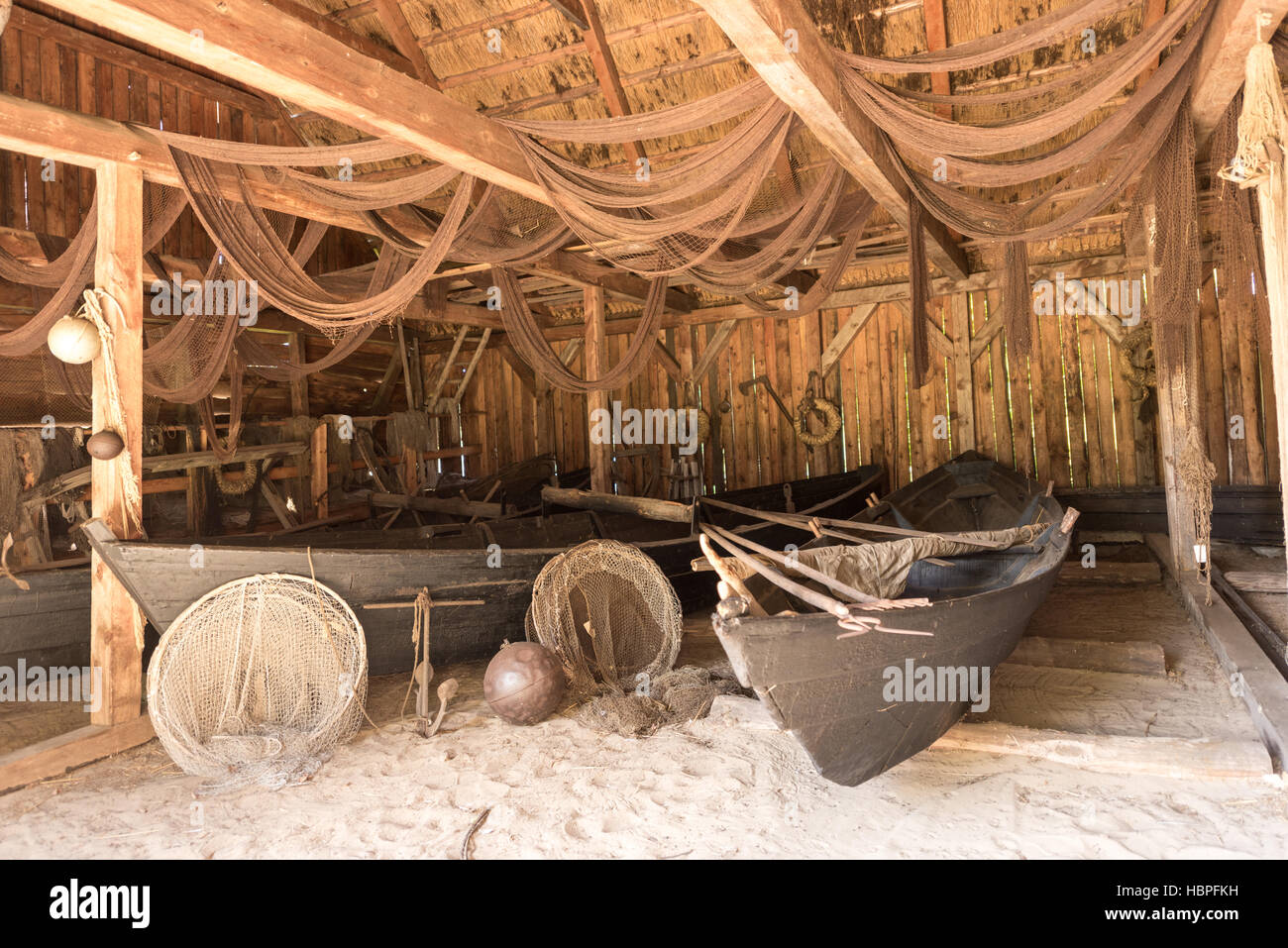 fischer wood barn Stock Photo