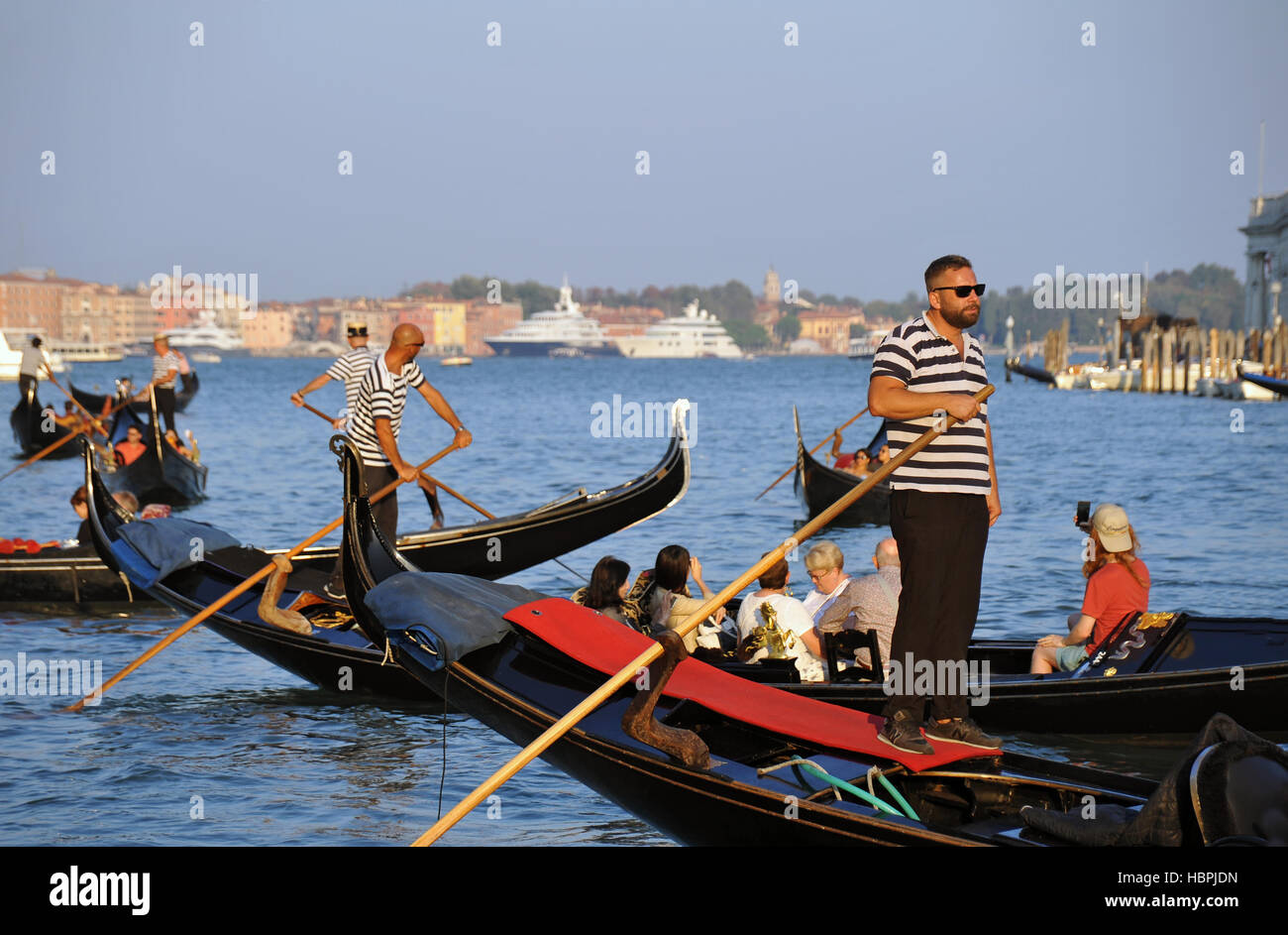 Gondoliers on the Grand Canal Stock Photo