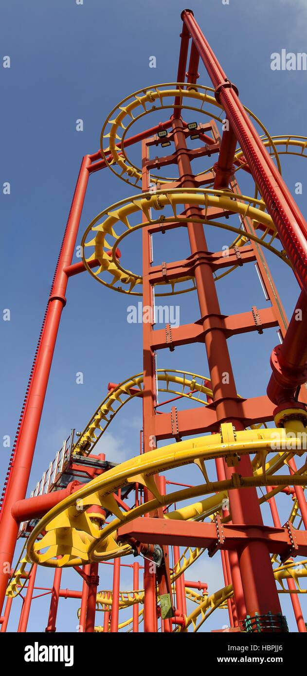 steel construction of a roller coaster Stock Photo